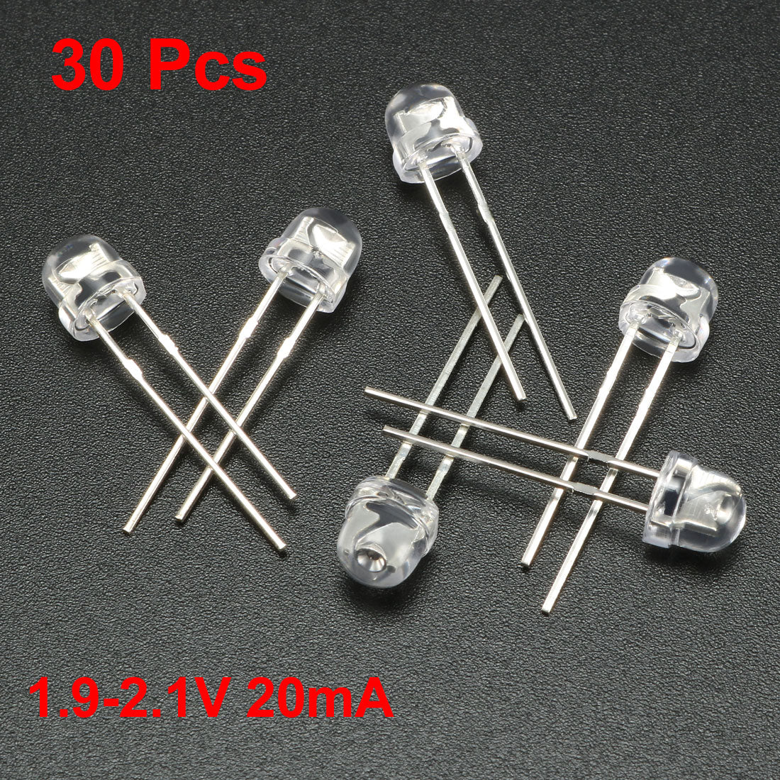 uxcell Uxcell 30pcs 5mm Red LED Diode Lights Clear Straw Hat Transparent 1.9-2.1V 20mA Super Bright Lighting Bulb Lamps Electronic Component Light Emitting Diodes