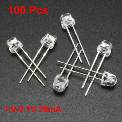 Harfington Uxcell 100pcs 5mm Yellow LED Diode Light Clear Straw Hat Transparent 1.9-2.1V 20mA Super Bright Lighting Bulb Lamp Electronic Component Light Emitting Diodes