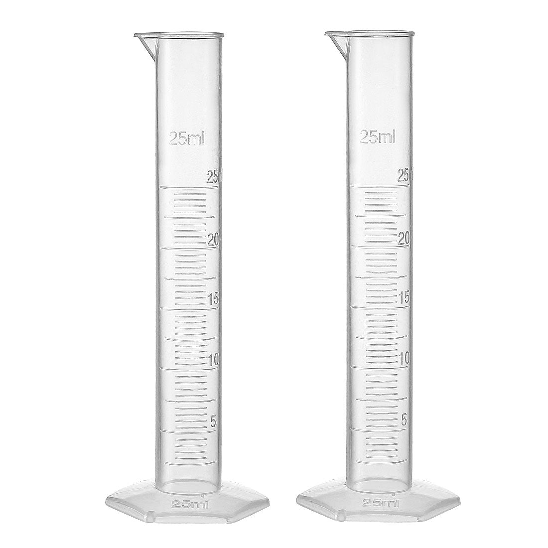 uxcell Uxcell 25ml Laboratory Measurements Clear White Plastic Hex Base Graduated Cylinder for Chemical Measuring 2 Pcs