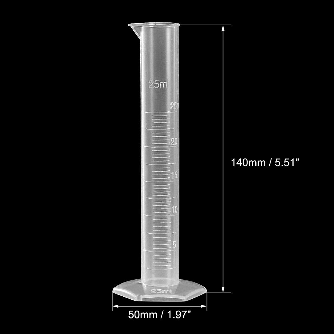 uxcell Uxcell 25ml Laboratory Measurements Clear White Plastic Hex Base Graduated Cylinder for Chemical Measuring