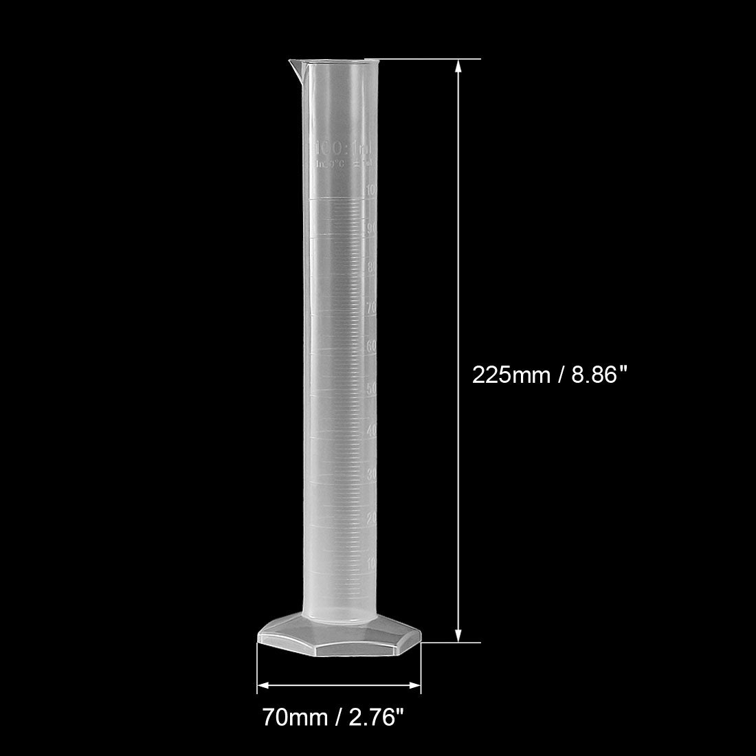 uxcell Uxcell 100ml Laboratory Measurements Clear White Plastic Hex Base Graduated Cylinder for Chemical Measuring