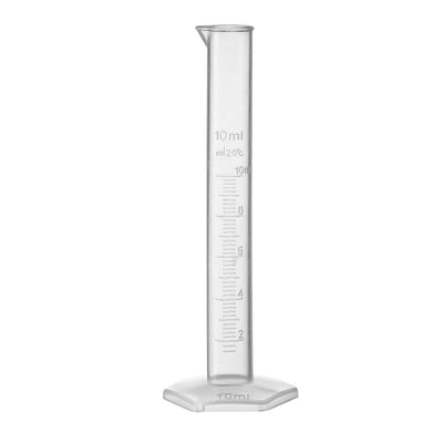 Harfington Uxcell 10ml Laboratory Measurements Clear White Plastic Hex Base Graduated Cylinder for Chemical Measuring