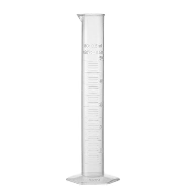 Harfington Uxcell 50ml Graduated Cylinder Laboratory Measurement Clear White Plastic Hex Base for Chemical Measuring