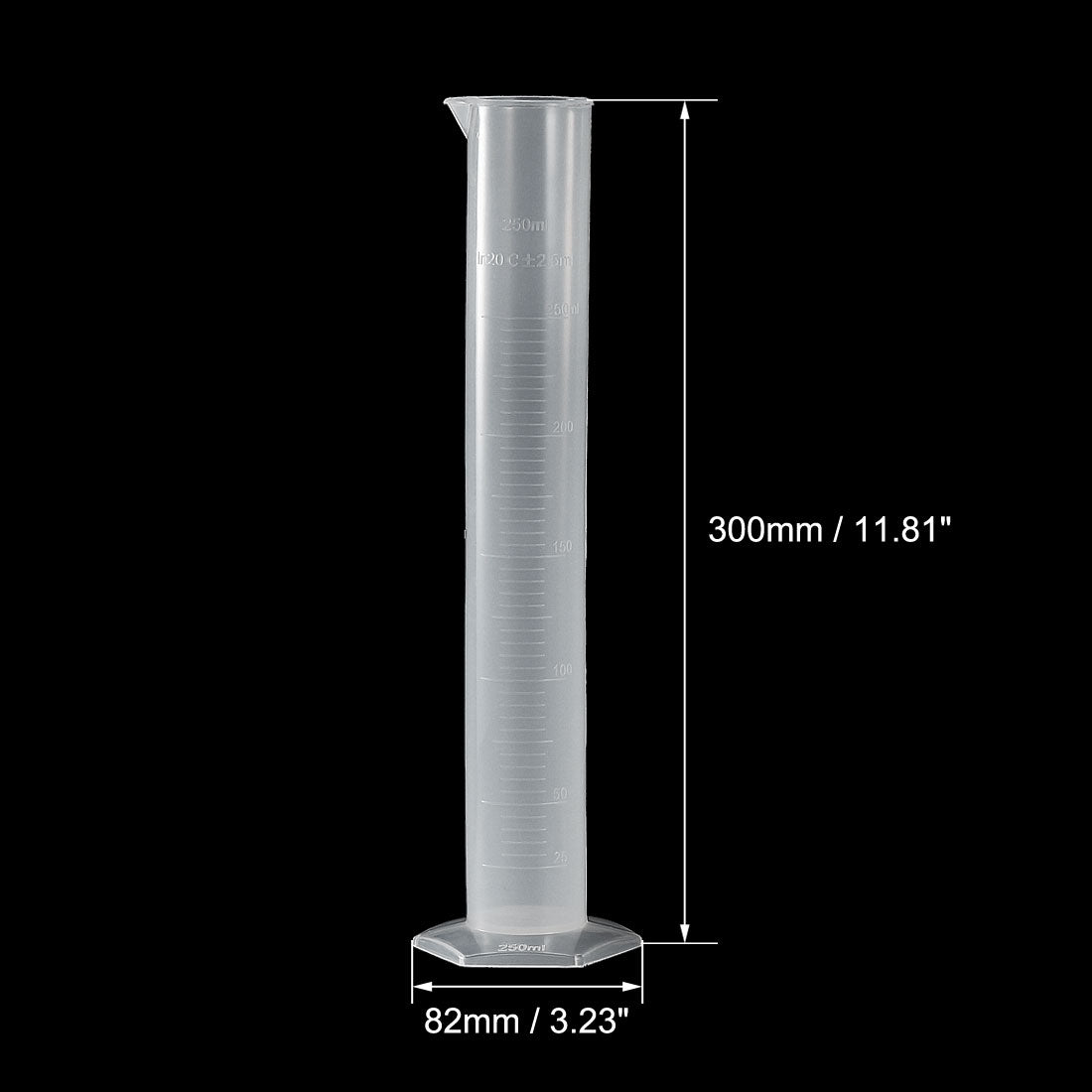 uxcell Uxcell 250ml Graduated Cylinder Laboratory Measurement Clear White Plastic Hex Base for Chemical Measuring