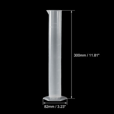 Harfington Uxcell 250ml Graduated Cylinder Laboratory Measurement Clear White Plastic Hex Base for Chemical Measuring