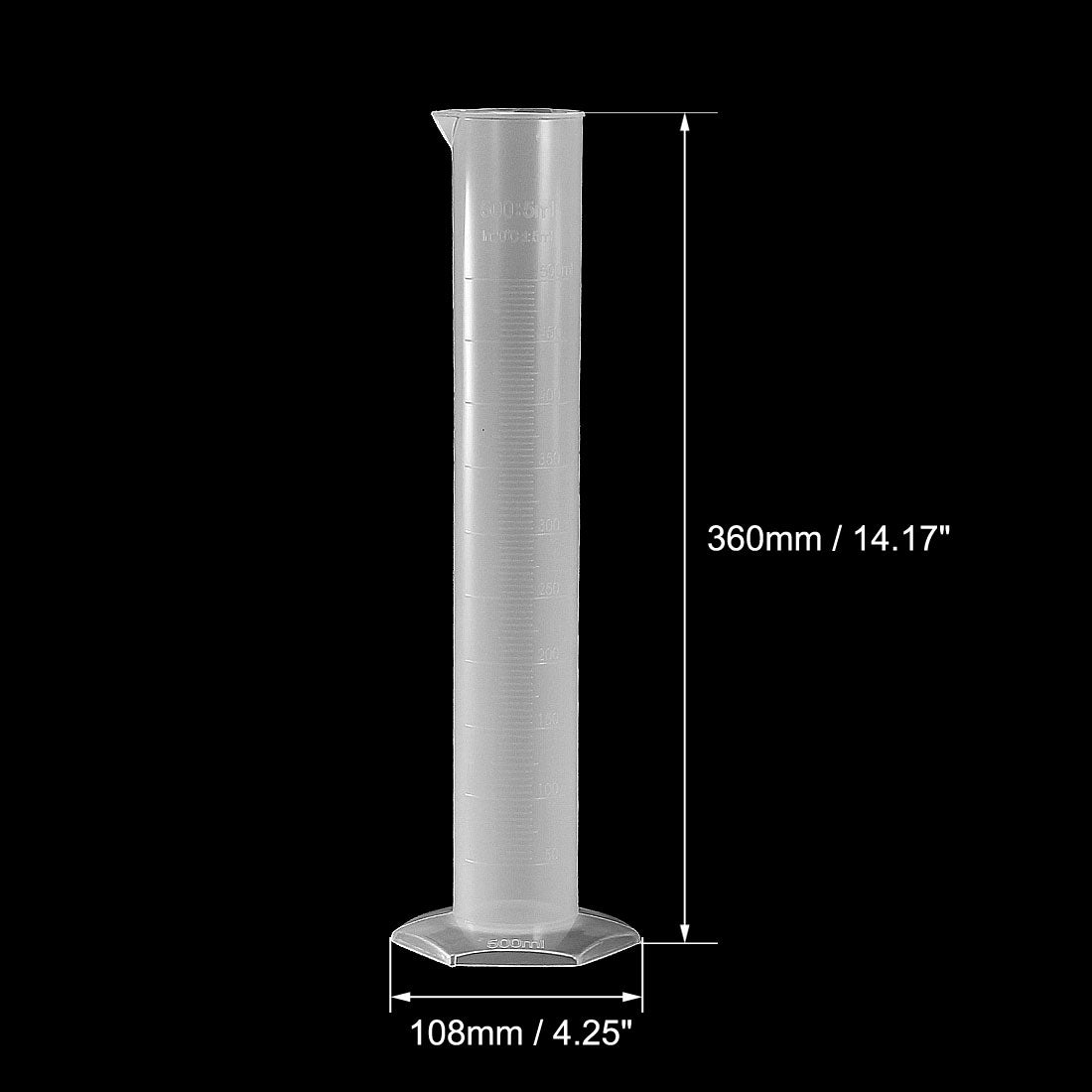 uxcell Uxcell 500ml Graduated Cylinder Laboratory Measurement Clear White Plastic Hex Base for Chemical Measuring
