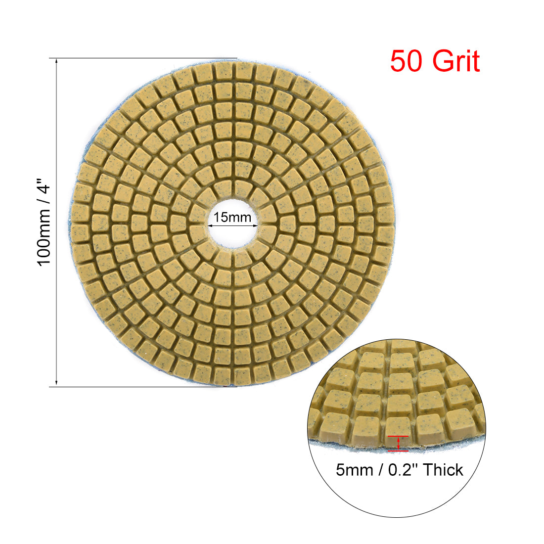 uxcell Uxcell Diamond Polishing Sanding Grinding Pads Discs 4 Inch Grit 50 3 Pcs for Granite Concrete Stone Marble