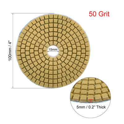 Harfington Uxcell Diamond Polishing Sanding Grinding Pads Discs 4 Inch Grit 50 3 Pcs for Granite Concrete Stone Marble