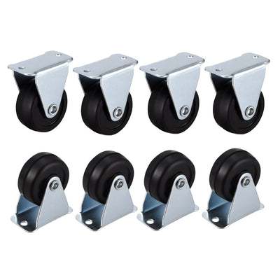 Harfington Uxcell 1.25 Inch Fixed Casters Wheels Rubber Top Plate Mounted Caster Wheel 22lb Capacity 8 Pcs