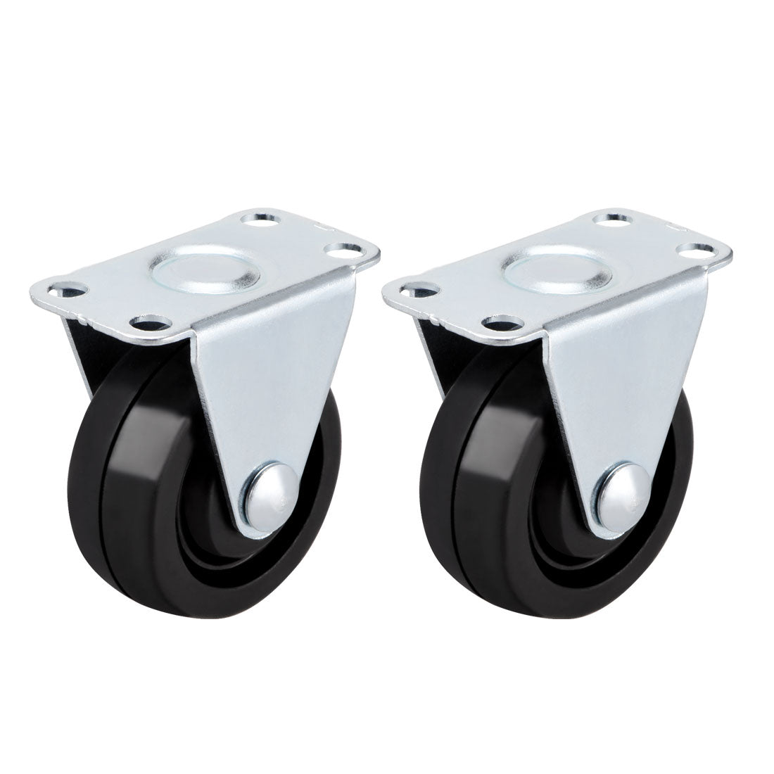 uxcell Uxcell 1.5 Inch Fixed Casters Wheels Rubber Top Plate Mounted Caster Wheel 44lb Capacity 2 Pcs