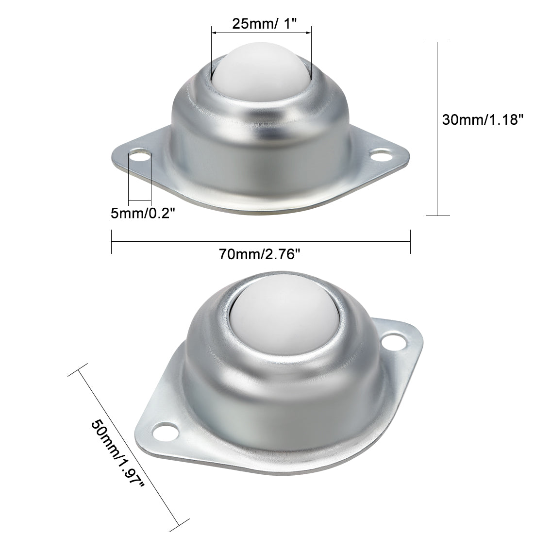 uxcell Uxcell Ball Transfer Units CY-25A Flange Mounted 1 inch Nylon Roller Ball Transfer Bearing Casters 66lb Capacity