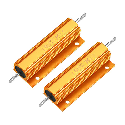Harfington Uxcell Aluminum Case Resistor 100W 3 Ohm Wirewound Yellow for LED Replacement Converter 2Pcs