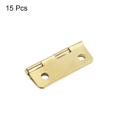 Harfington Uxcell 0.98" Mini Hinge Jewelry Case Wooden Box Hinges Fittings Golden Plain 15pcs