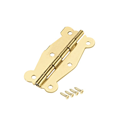 uxcell Uxcell 2" Golden Hinges Retro Butterfly Shape Hinge Replacement with Screws 10pcs
