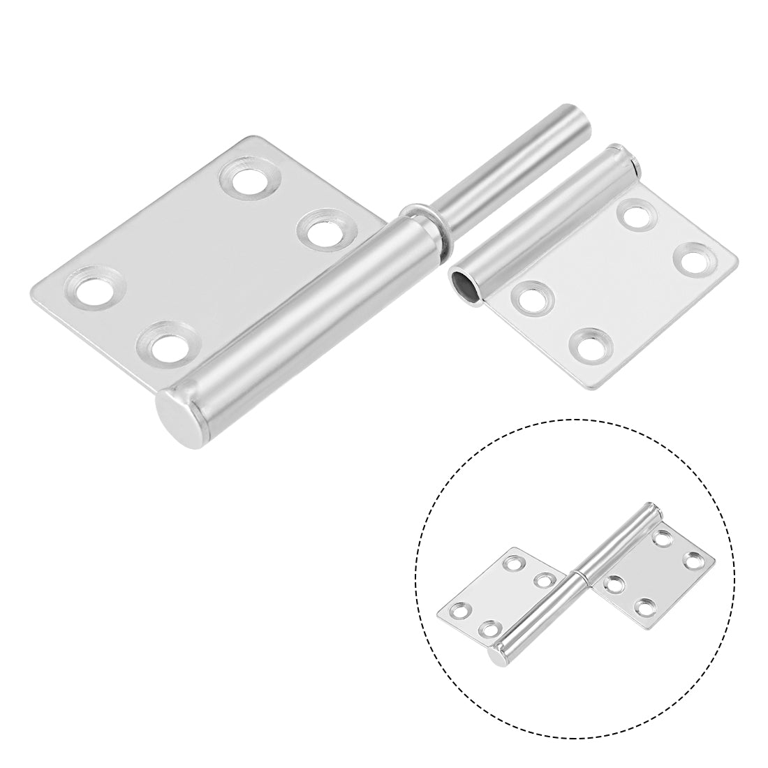 uxcell Uxcell Stainless Steel Hinge Silver Tone Window Gate Door Flag Hinges 4" Long 2 Pcs