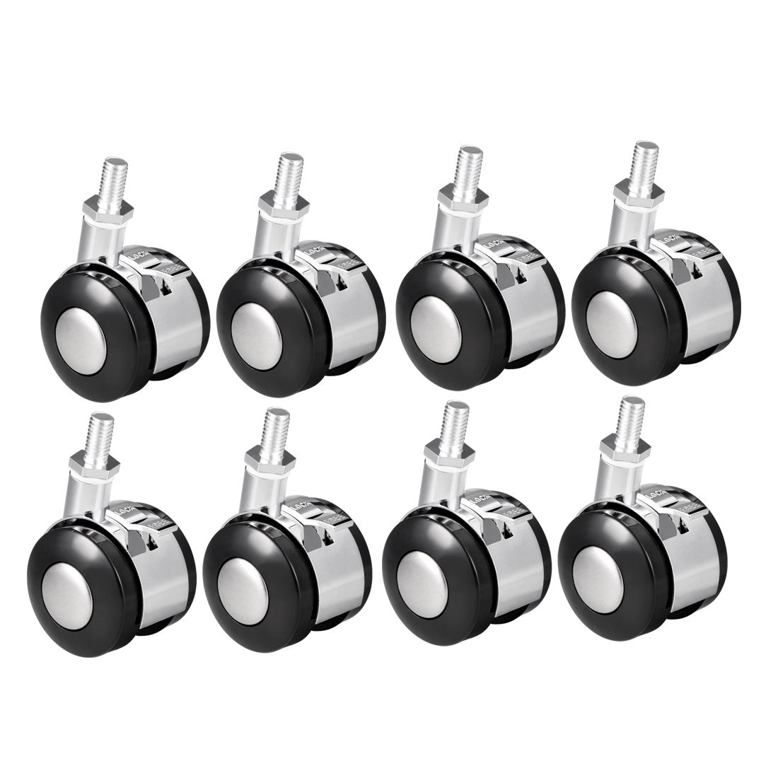 uxcell Uxcell Office Chair Casters Alloy Plastic 1.5 Inch Twin Wheel with Brake, M8 x 15mm Threaded Stem Swivel Caster, 33lb Load Capacity, 8Pcs