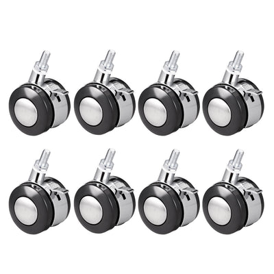 Harfington Uxcell Office Chair Casters Alloy Plastic 2 Inch Twin Wheel with Brake, M8 x 15mm Threaded Stem Swivel Caster, 44lb Load Capacity, 8 Pcs