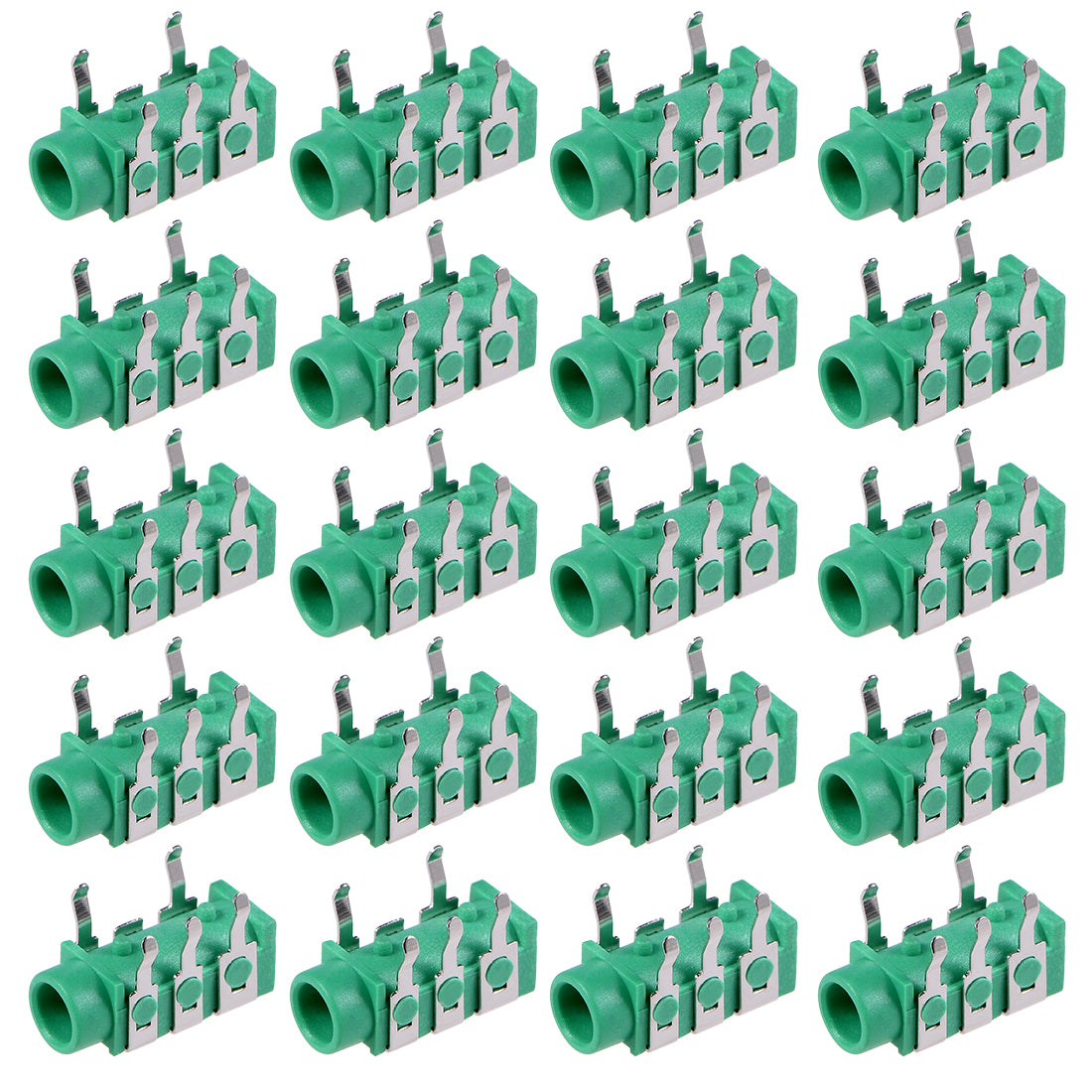 uxcell Uxcell 20Pcs PCB Mount 3.5mm 5 Pin Socket Headphone Stereo Jack Connector for Audio Video Green PJ-313B