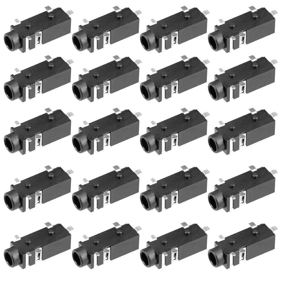 uxcell Uxcell 20Pcs PCB Mount 3.5mm 5 Pin Socket Headphone Stereo Jack Audio Video Connector Black PJ328