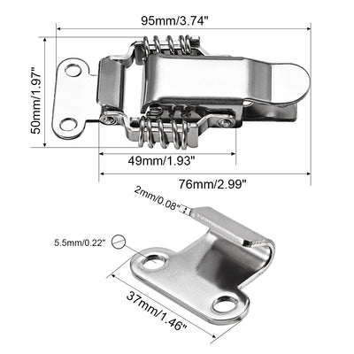 Harfington Uxcell 4pcs 304 Stainless Steel Spring Loaded Toggle Latch Catch Clamp 95mm