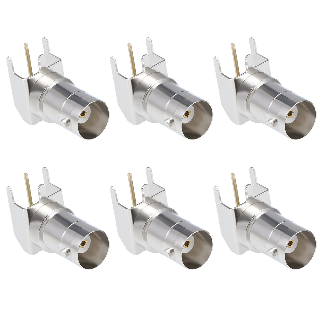 uxcell Uxcell 6PCS Welding BNC Female Right Angle Adapter Socket PCB Panel Mount Coaxial RF Connector