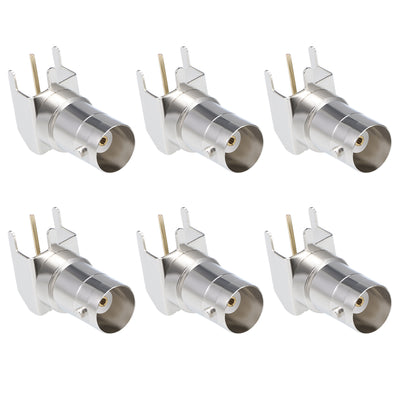 Harfington Uxcell 6PCS Welding BNC Female Right Angle Adapter Socket PCB Panel Mount Coaxial RF Connector