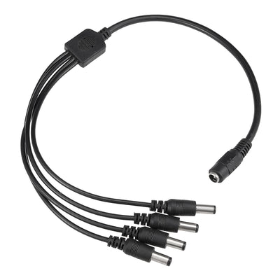 uxcell Uxcell DC Power Splitter Cable 1 Female to 4 Male Connectors 37cm for CCTV Security Camera 2.1mmx5.5mm Black