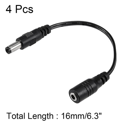 Harfington Uxcell 16cm 3.5x1.35mm Female to 5.5x2.5mm Male DC Power Extension Cable Connector for CCTV Security Camera 4pcs