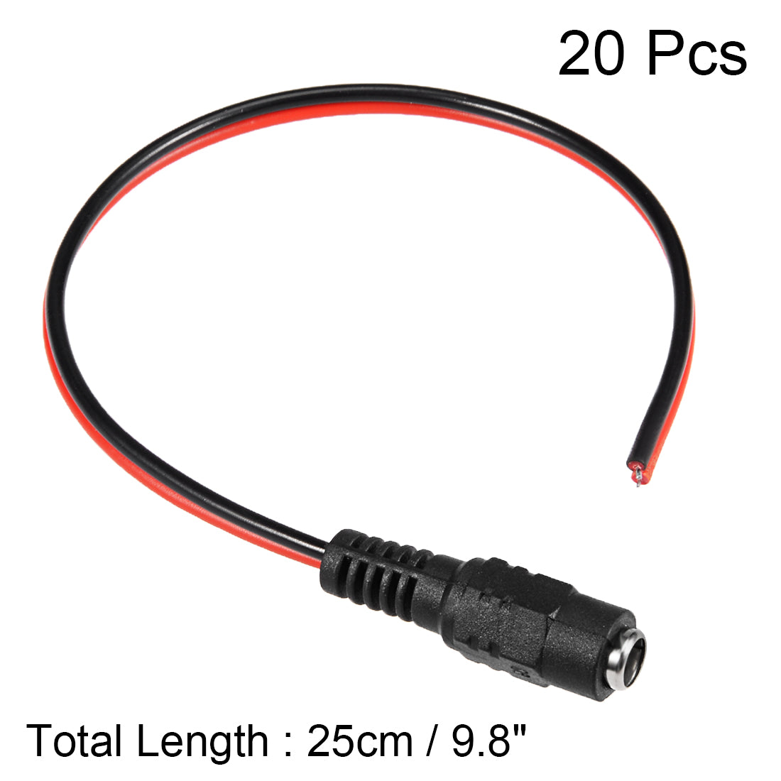 uxcell Uxcell 20pcs 25cm Female DC Power Pigtail Cable Connector 12V 2A for CCTV Security Camera 2.1x5.5mm