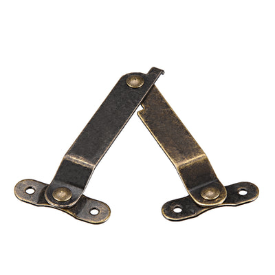 uxcell Uxcell Folding Support Hinge Furniture Decorative Box Lid Hinges Bronze Tone 67mmx32mm 4 Pcs