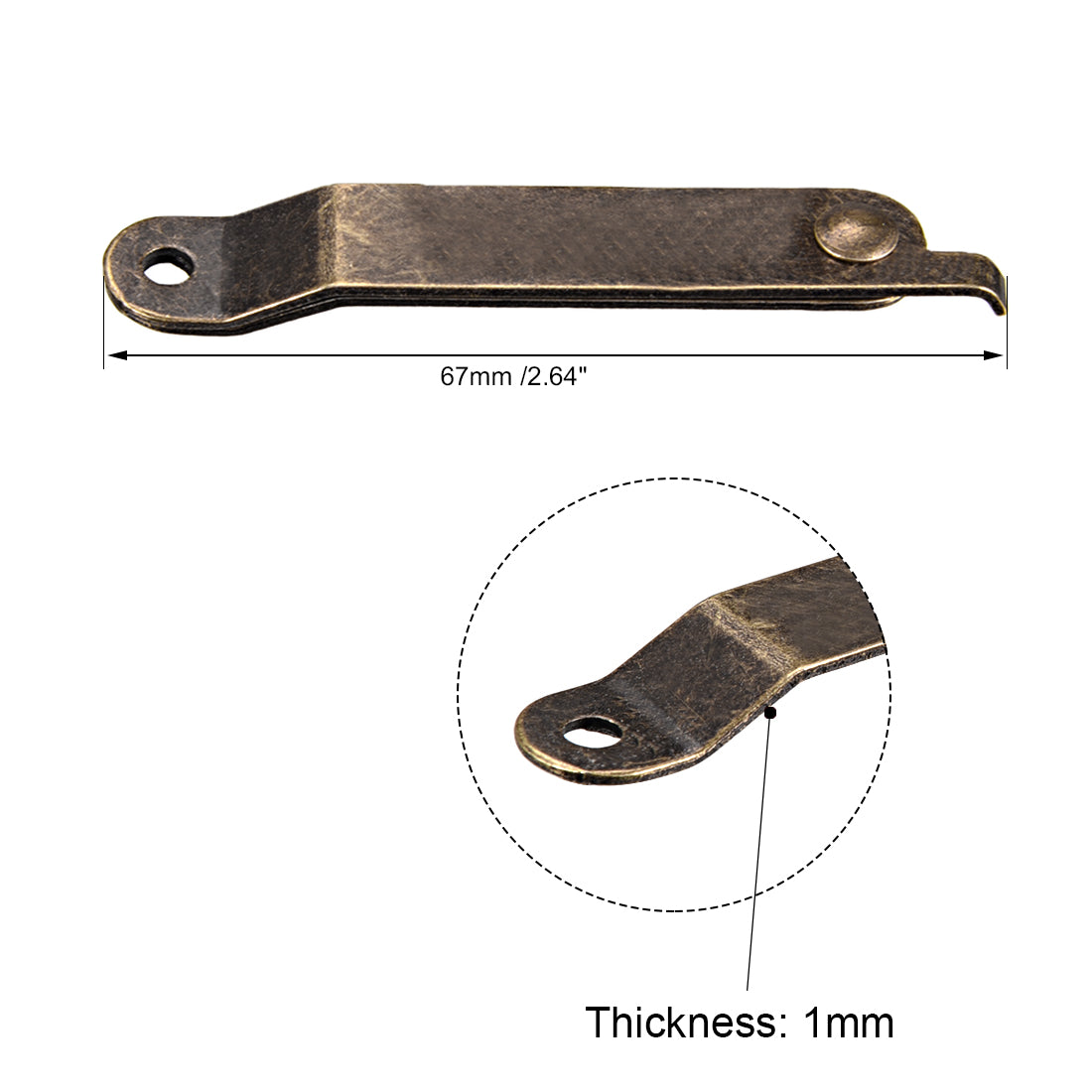 uxcell Uxcell Folding Support Hinge Furniture Decorative Box Lid Hinges Bronze Tone 67mmx11mm 10 Pcs