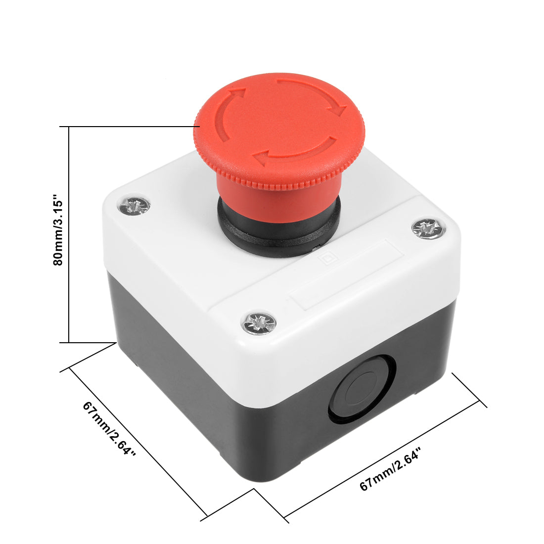 uxcell Uxcell Push Button Switch Station, Red Mushroom Self Lock Emergency Stop, 400V 10A/6A