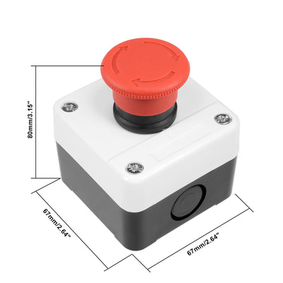 Harfington Uxcell Push Button Switch Station, Red Mushroom Self Lock Emergency Stop, 400V 10A/6A