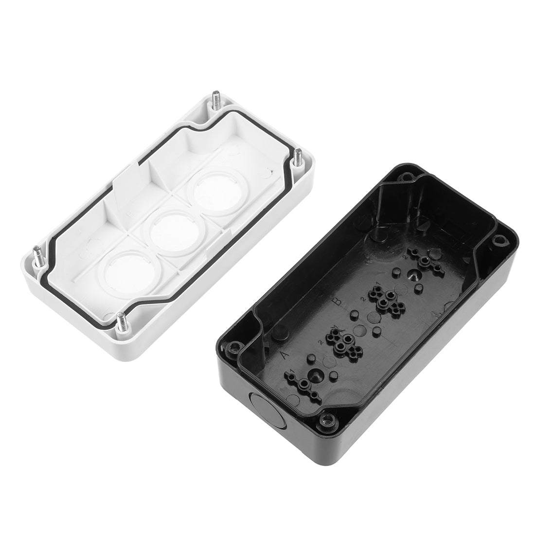 uxcell Uxcell Push Button Switch Control Station Box 22mm 3 Button Hole Watertight Black and White