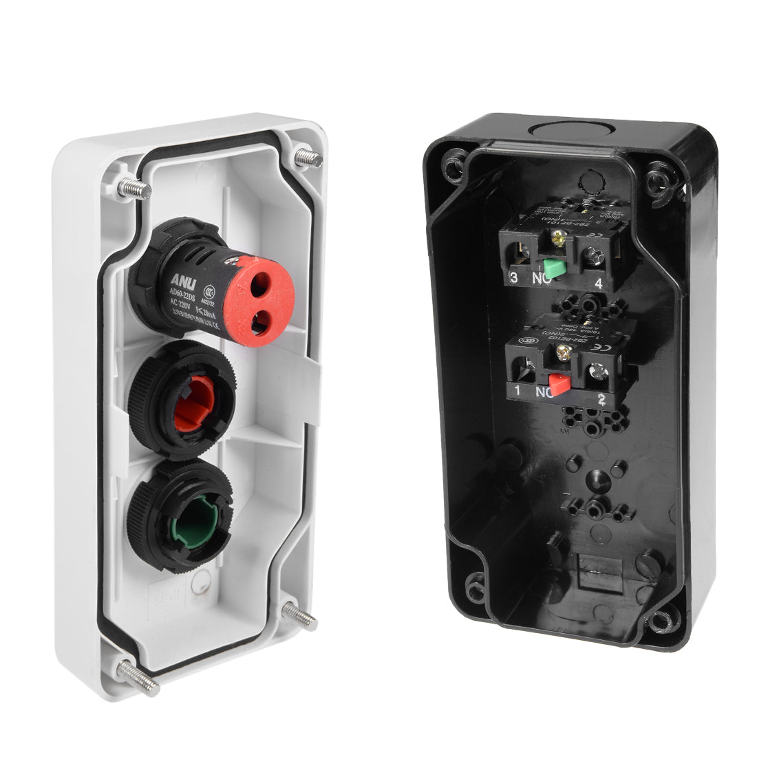 uxcell Uxcell Push Button Switch Station Momentary NC Red,NO Green Red Signal 380V 10A/6A