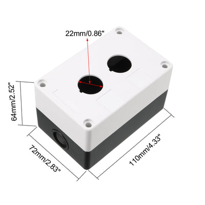 Harfington Uxcell Push Button Switch Control Station Box 22mm 2 Button Hole Waterproof White and Black