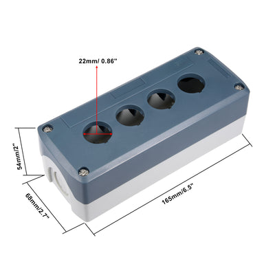 Harfington Uxcell Push Button Switch Control Station Box 22mm 4 Button Hole Waterproof Gray and White