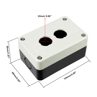 Harfington Uxcell Push Button Switch Control Station Box 22mm 2 Button Hole Watertight Black and White Grey