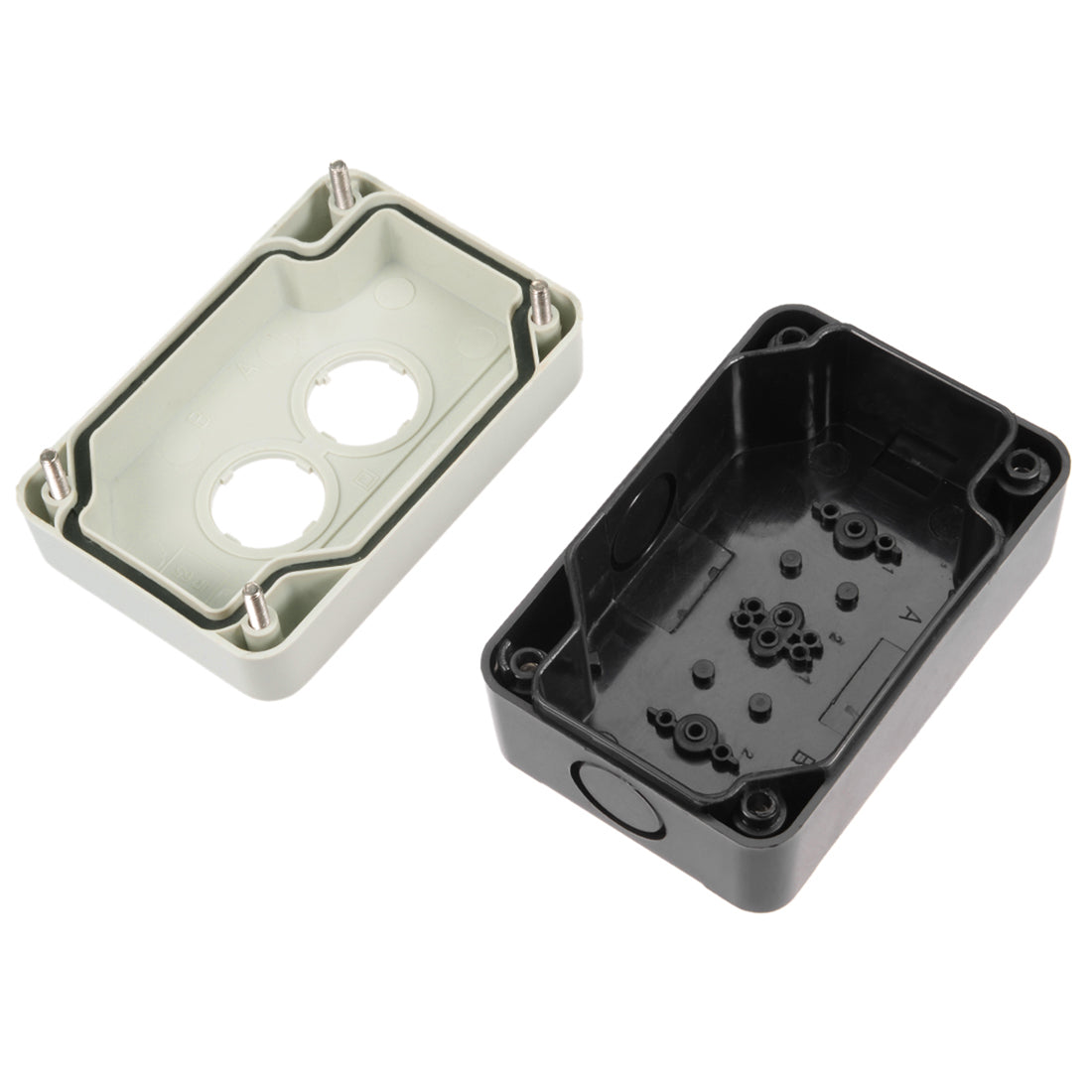 uxcell Uxcell Push Button Switch Control Station Box 22mm 2 Button Hole Watertight Black and White Grey