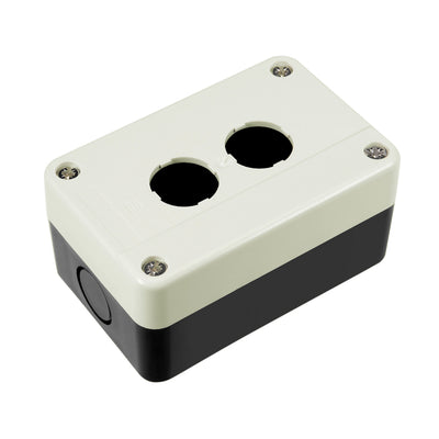 Harfington Uxcell Push Button Switch Control Station Box 22mm 2 Button Hole Watertight Black and White Grey