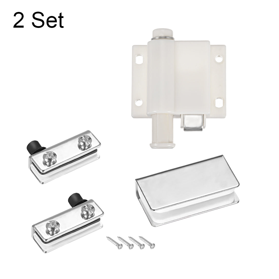 uxcell Uxcell 5-6mm Glass Door Single Head Magnetic Catch Latch ABS White with Clamp 2 Set