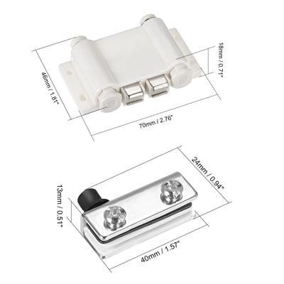 Harfington Uxcell 5-6mm Glass Door Double Head Magnetic Catch Latch ABS White with Clamp Set
