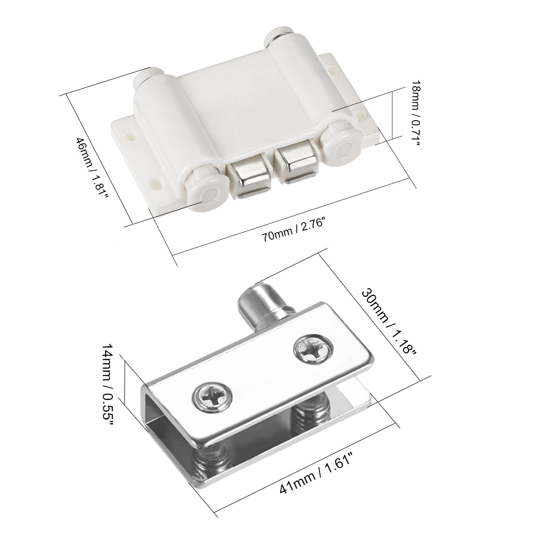uxcell Uxcell 5-8mm Glass Door Double Magnetic Catch Latch Closures ABS White with Clamp Set