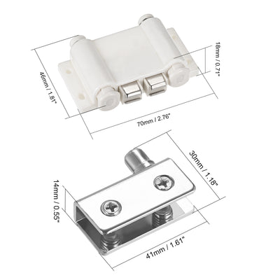 Harfington Uxcell 5-8mm Glass Door Double Magnetic Catch Latch Closures ABS White with Clamp Set