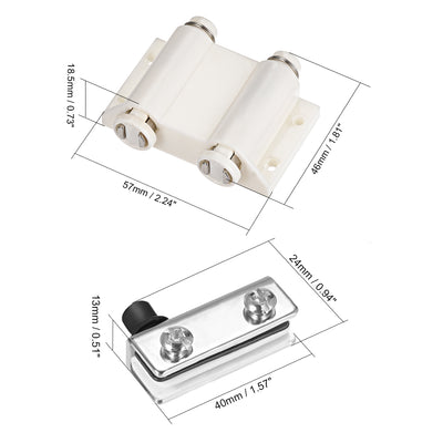 Harfington Uxcell 5-6mm Glass Door Double Magnetic Catch Latch Closures ABS White with Clamp Set