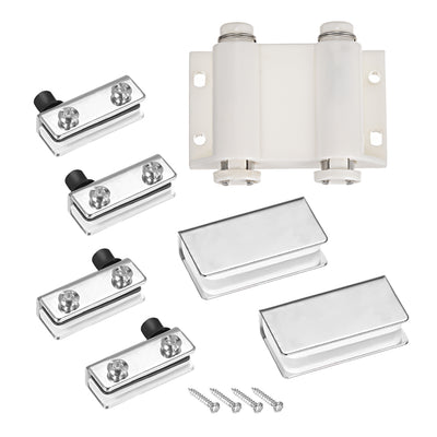 Harfington Uxcell 5-6mm Glass Door Double Magnetic Catch Latch Closures ABS White with Clamp Set