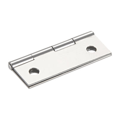 Harfington Uxcell 1.77" Hinge Silver Door Cabinet Hinges Fittings Brushed Chrome Plain with Screw 2pcs