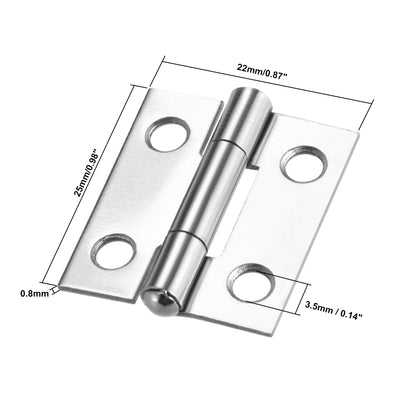 Harfington Uxcell 0.98" Hinge Silver Door Cabinet Hinges Fittings Brushed Chrome Plain 4 pcs