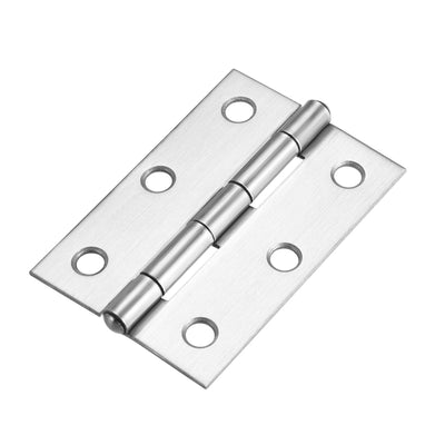 uxcell Uxcell 2.48" Hinge Silver Door Cabinet Hinges Fittings Brushed Chrome Plain 4pcs