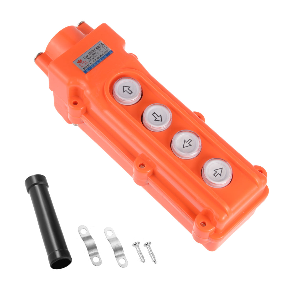 uxcell Uxcell Hoist Crane Pendant Control Station Push Button Switch Up Down Left Right 4 Ways Orange ABS